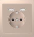 Merten D-Life outlet with double USB charger (champagne metallic)